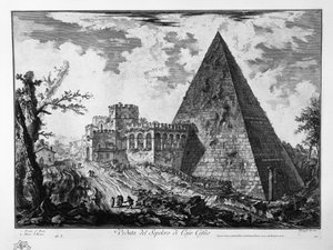 Ansicht des Grabmals von Cajo Cestio